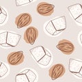 Hand draw vector seamless pattern with marzipan and almond