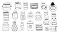 Hand draw vector set of condiment bottle sketch.