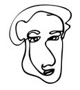 hand draw vector simple single continuoue line face man and woman Royalty Free Stock Photo