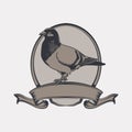 Hand draw vintage emblem vector pigeon