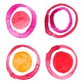 Hand draw watercolor rings circle round stains art