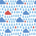 Hand draw the weather cloud. Scribble style vector seamless pattern.