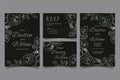 Hand draw wedding invitation template with roses and leaves Royalty Free Stock Photo