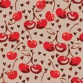 Hand drawind red cherry pattern