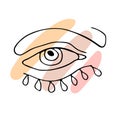 Hand drawing abstract female eye line art isolated on white background. Modern vector illustration with geometric shapes Royalty Free Stock Photo