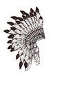 Hand drawing: ancient American Indian head dress. Vector illustration isolated on a white background. Royalty Free Stock Photo