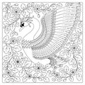 Hand drawing artistic Swan in flowers for adult coloring pages Royalty Free Stock Photo