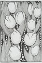 Hand drawing artistic Tulips for adult coloring pages in doodle Royalty Free Stock Photo