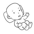 Hand drawing baby smiling-Vector Illustration