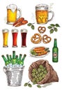 Hand drawing beer set Royalty Free Stock Photo