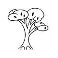 Hand drawing black and white tree. Cartoon style Royalty Free Stock Photo