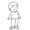 Hand drawing of boy standing -Vector Illustration