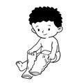 Hand drawing of boy wearing pant -Vector Illustration Royalty Free Stock Photo