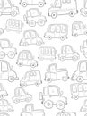 Hand drawing car cartoon collection, pattern vector, vintage design Royalty Free Stock Photo