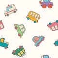 Hand drawing car cartoon collection, pattern vector, vintage design Royalty Free Stock Photo