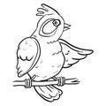 Cartoon Bird on branch tree - Vector Illustration Royalty Free Stock Photo