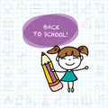 Hand drawing cartoon character education back to school happy kid background Royalty Free Stock Photo