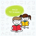 Hand drawing cartoon character education back to school happy kid background Royalty Free Stock Photo
