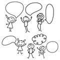 Hand drawing cartoon concept happy people discuss business plan