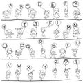 Hand drawing cartoon happiness alphabet