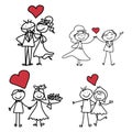 Hand drawing cartoon happiness wedding