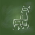 Hand drawing Chair Cartoon on Green board -Vector illustration