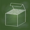 Hand Drawing Chalk Box On Green Board -Vector Illustration