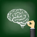 Hand drawing a chalk human brain. Royalty Free Stock Photo