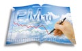 Hand drawing a chart about particulate matter emission PM10 in the air - concept image