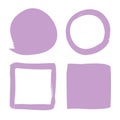 Hand drawing circles, squares. Doodle style brushes. Set of hand drawn sketch scribble shapes on white background. Royalty Free Stock Photo
