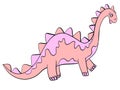 color illustration cartoon childish style dinosaur pink girl character design element cover postcard coloring book