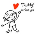 Hand drawing concept cartoon character happy fathers day. son sh