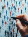 Hand drawing connected people on a network diagram. Royalty Free Stock Photo