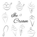 Hand-drawing of the contours of ice cream