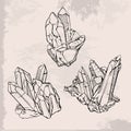 Hand drawing crystals set