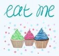 Hand drawing cupcake with text