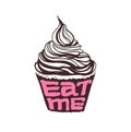 Hand drawing cupcake with text