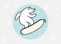 Hand drawing cute bear with snow board, vector illustration Royalty Free Stock Photo