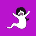 Cute little girl halloween ghosting scary illustration