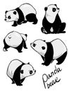 Hand drawing cute panda with a lot of variation