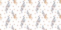 Hand drawing cute seamless pattern childrens with a fox