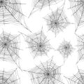 Hand drawing decorative cobweb seamless pattern, sketch style, v Royalty Free Stock Photo
