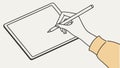 Hand Drawing on Digital Tablet, Illustrating Modern Creative Work, vector design Generative AI Royalty Free Stock Photo