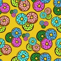 Hand drawing donuts seamless pattern