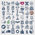 49 hand drawing doodle icon set