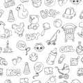 Cute doodle baby seamless pattern