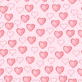 hand drawing doodle pink love hearts tile seamless pattern Royalty Free Stock Photo