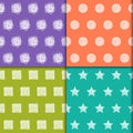 Hand-drawing doodle seamless patterns set. Royalty Free Stock Photo