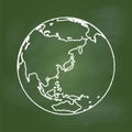 Hand drawing Earth on Green board, Asia and Australia -Vector illustration