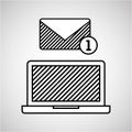 Hand drawing email receiving diagonal lines Royalty Free Stock Photo